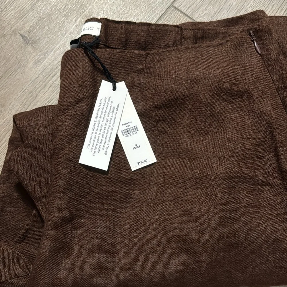 NEW! Banana Republic Espresso Brown Mid-Rise Kick-Flare Linen Ankle Pant 🩶
